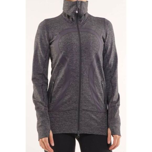 LULULEMON ATHLETICA In Stride Jacket In Heathered Black Size 2 - Picture 1 of 4